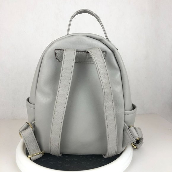 Juicy Couture Grey Gold Embellished Logo Front Top Handle Mini Backpack - Picture 3 of 15